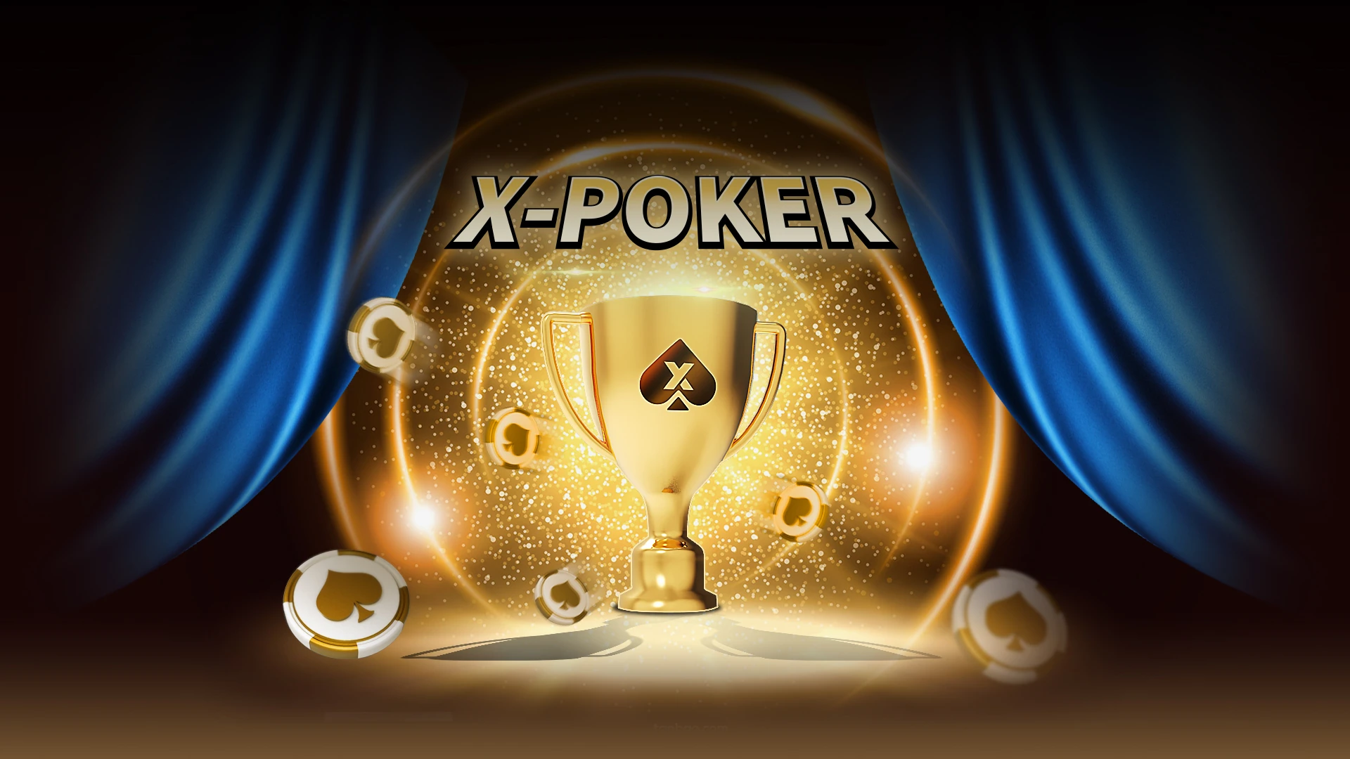 X-Poker trophy and poker chips